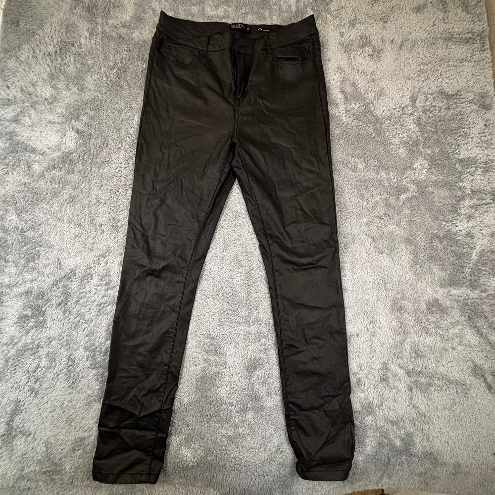 Suede Olivia High Rise Skinny Coated Black Pants Size 32